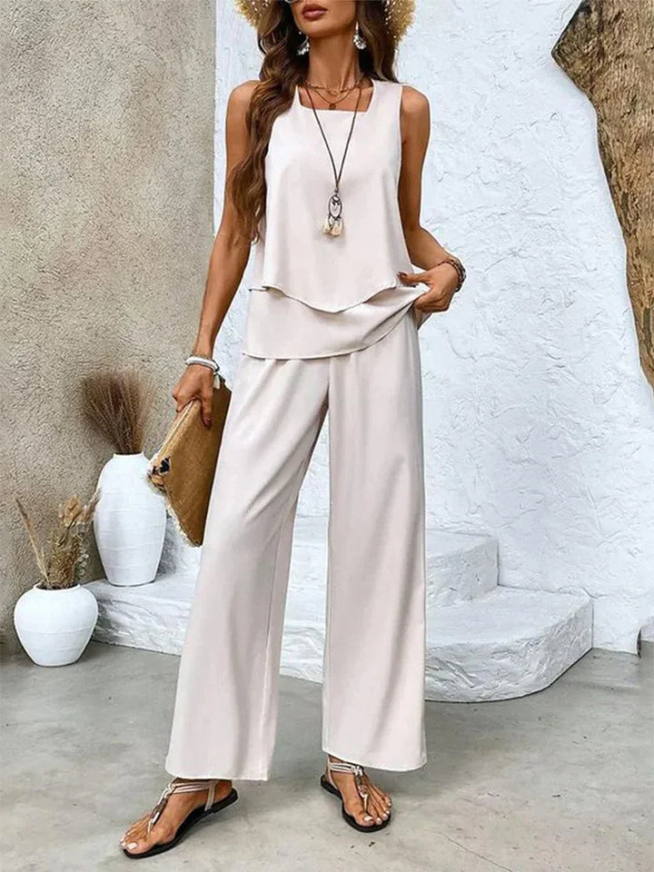 Women’s Sleeveless Summer Set | Wide Leg Pants