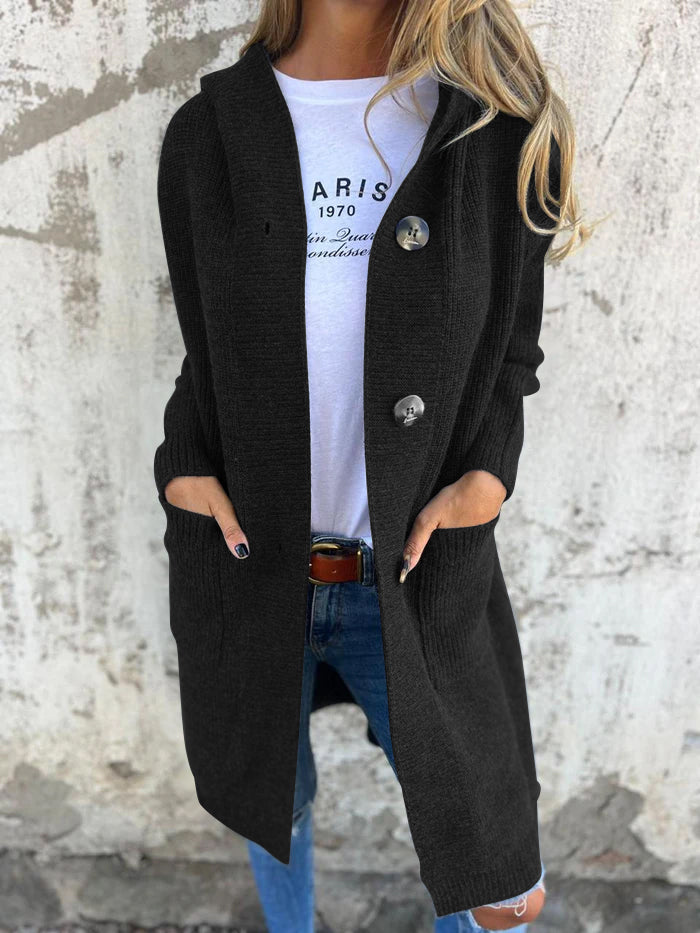 Women’s Long Buttoned Cardigan | Hooded