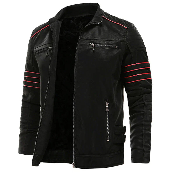Jameson - Men's Leather Jacket with Double Chest Pockets and Zipper