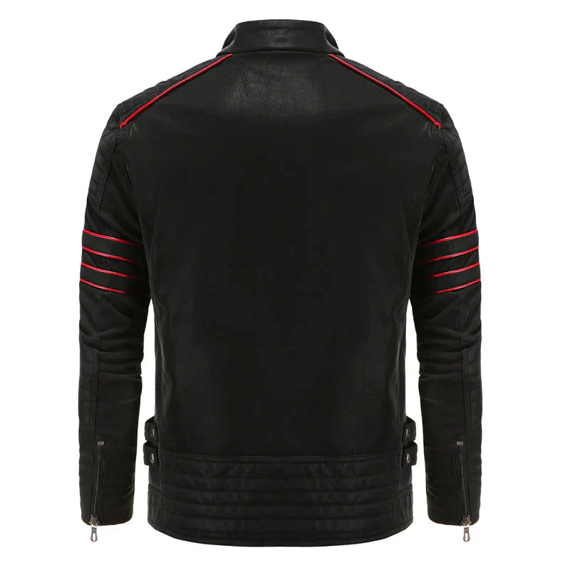 Jameson - Men's Leather Jacket with Double Chest Pockets and Zipper