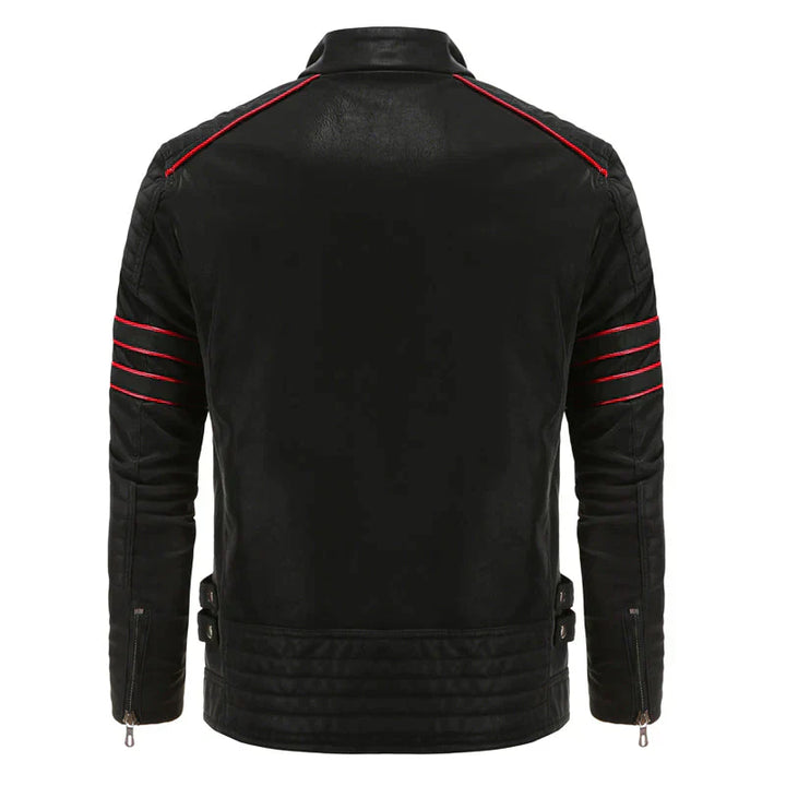 Jameson - Men's Leather Jacket with Double Chest Pockets and Zipper