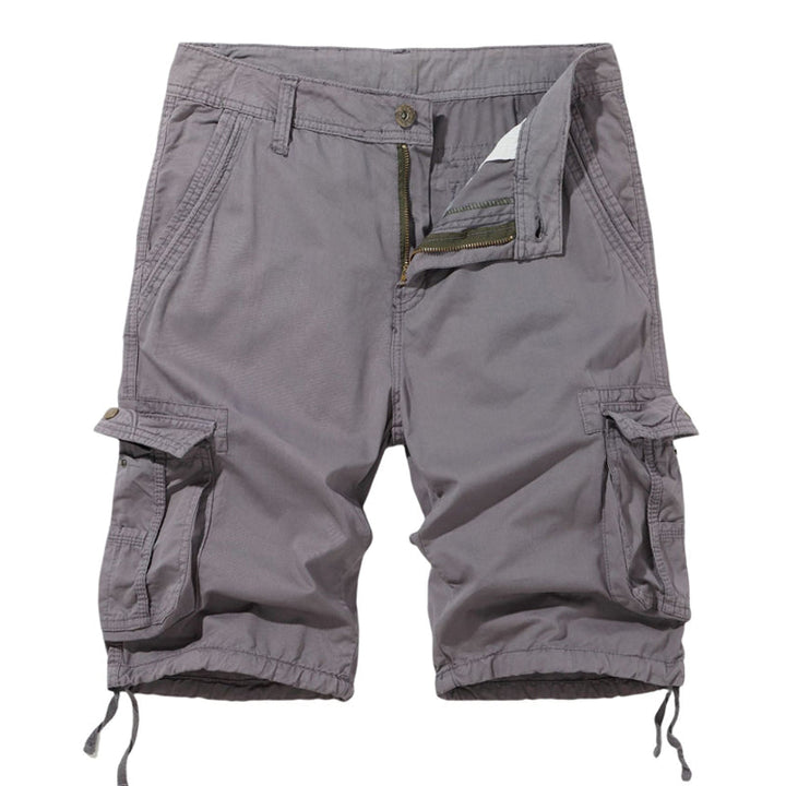 James - Cotton linen solid cargo shorts