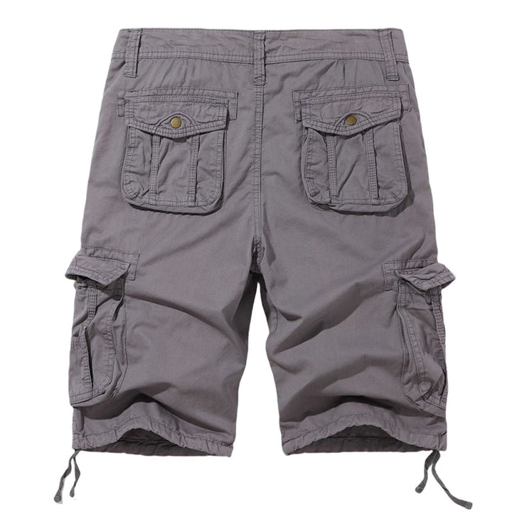 James - Cotton linen solid cargo shorts