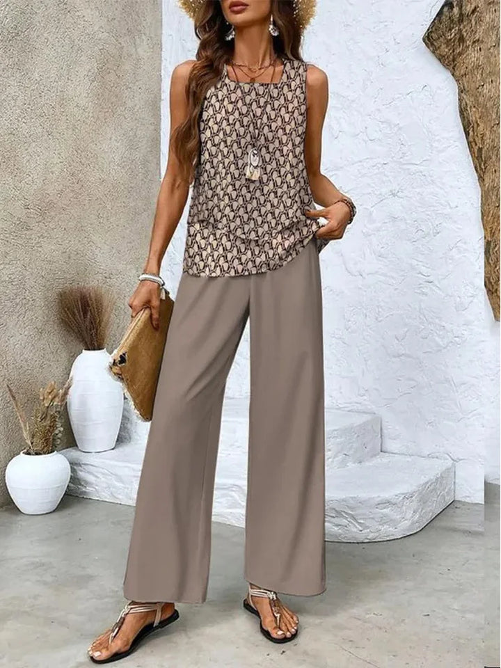 Women’s Sleeveless Summer Set | Wide Leg Pants