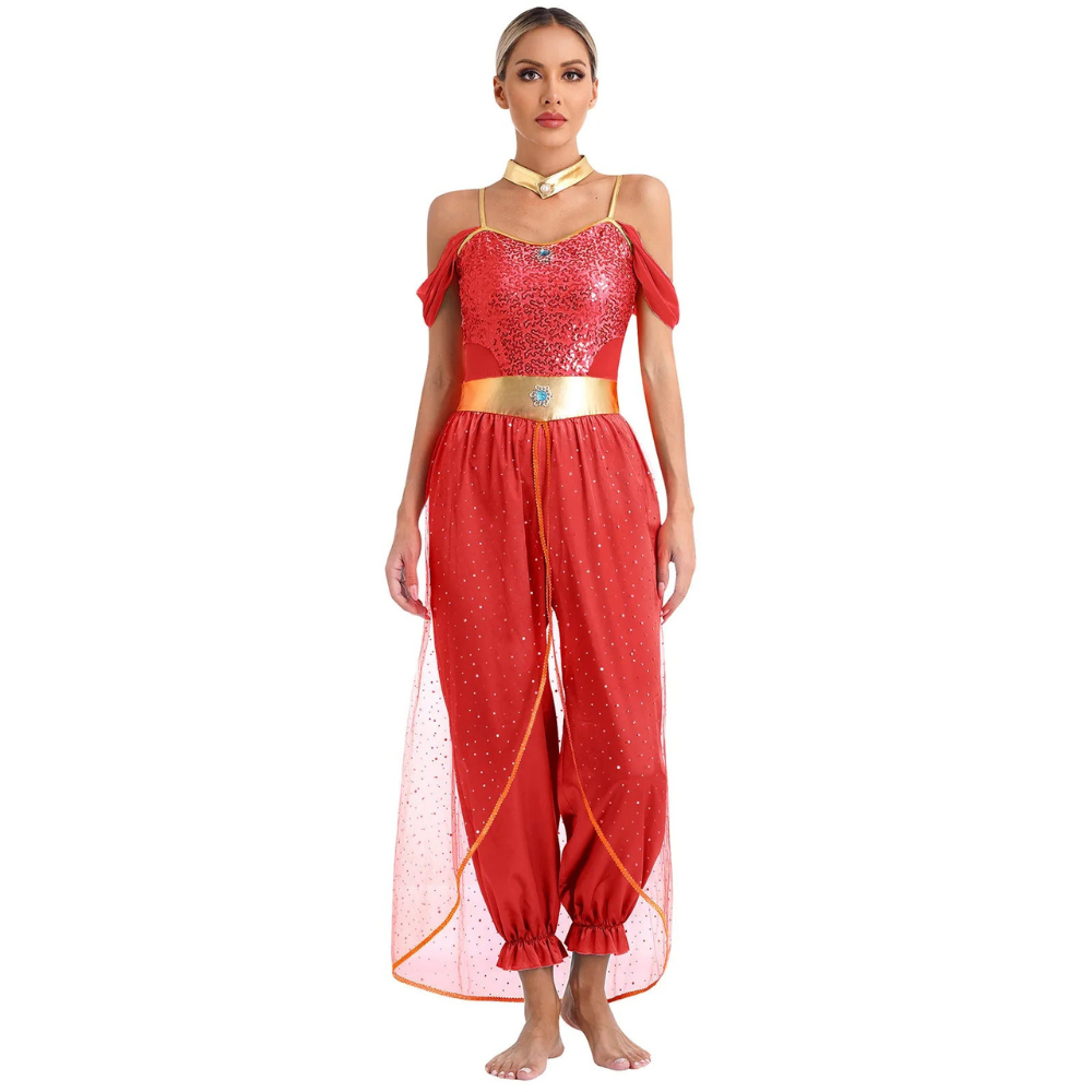 Women’s Princess Halloween Costume Jumpsuit | Off-Shoulder Harem Pants