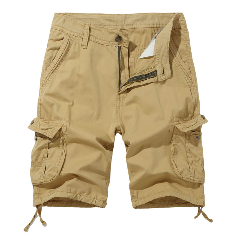 James - Cotton linen solid cargo shorts