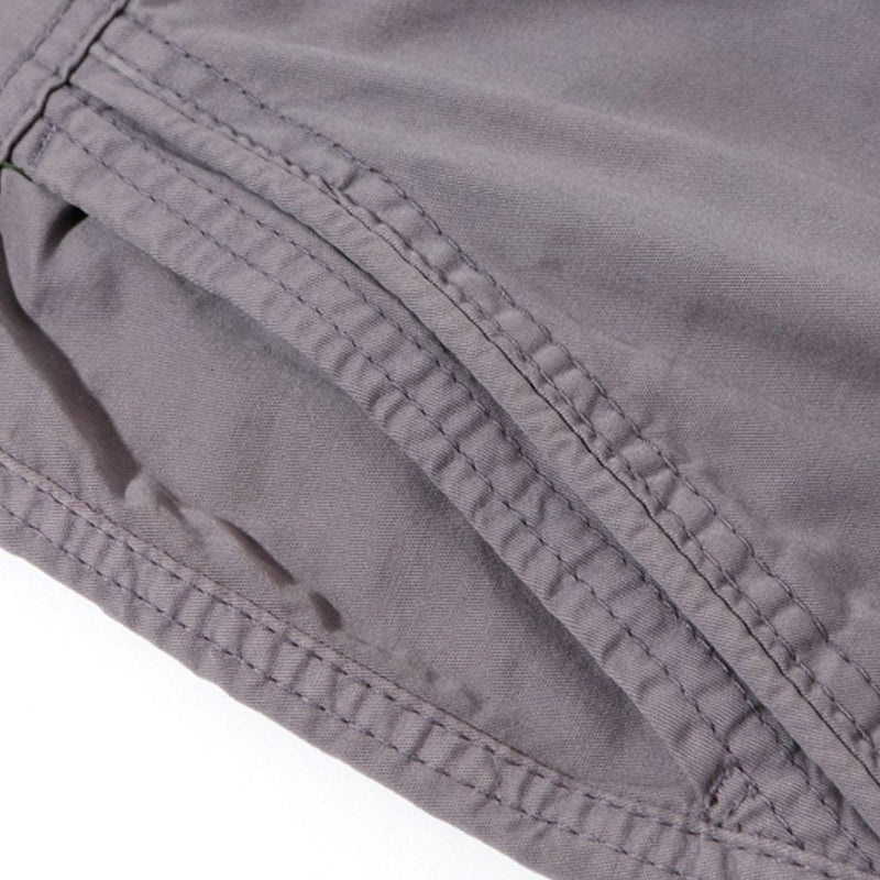 James - Cotton linen solid cargo shorts