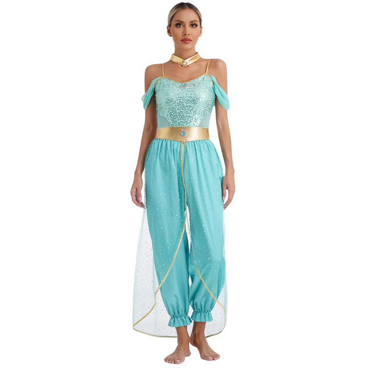 Women’s Princess Halloween Costume Jumpsuit | Off-Shoulder Harem Pants