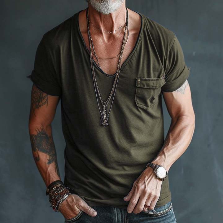 Nathaniel - Men's v neck pocket t-shirt