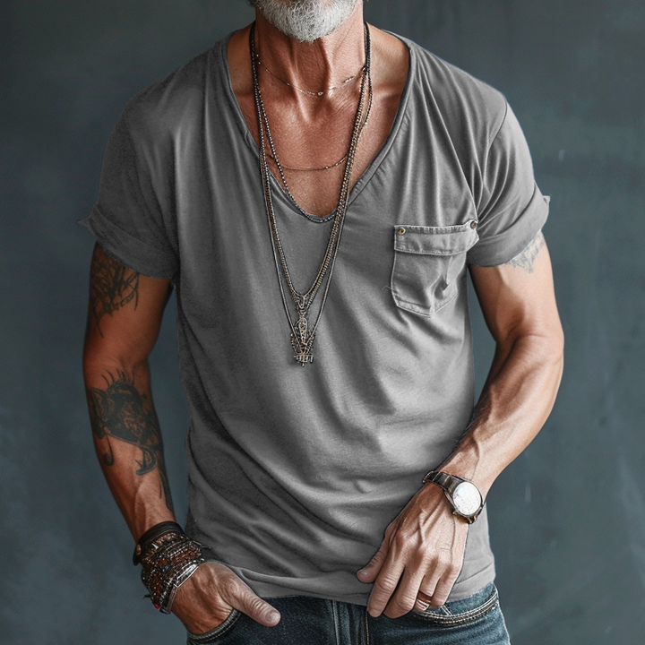 Nathaniel - Men's v neck pocket t-shirt