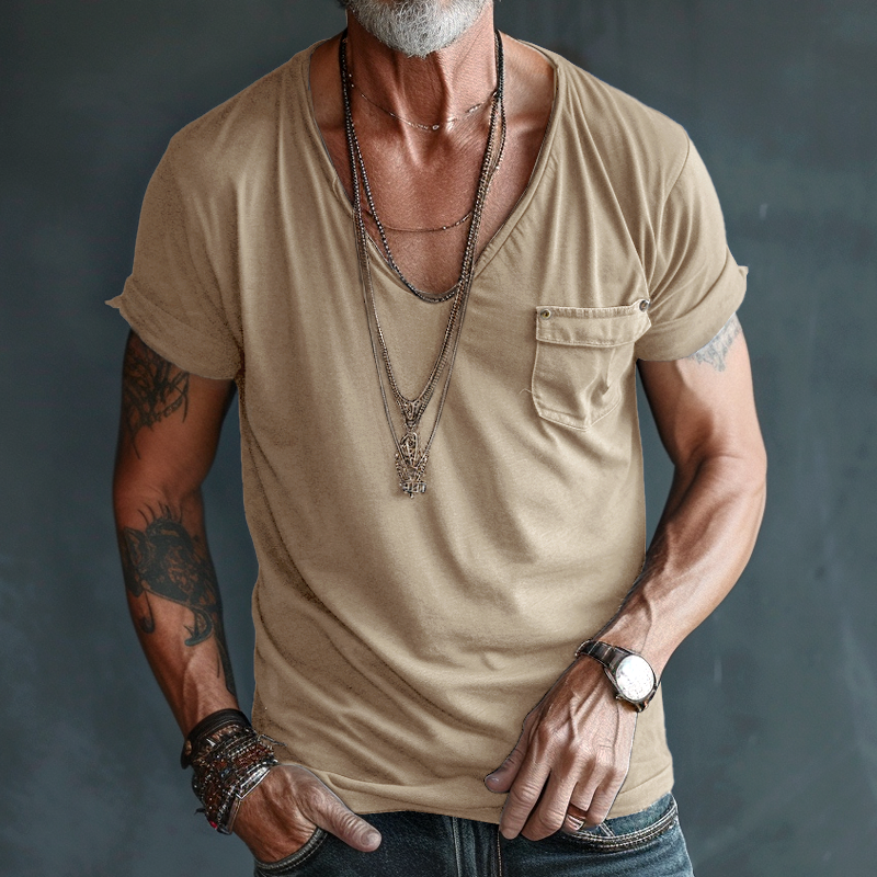 Nathaniel - Men's v neck pocket t-shirt