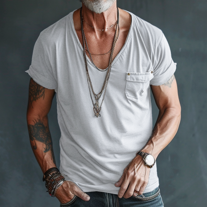 Nathaniel - Men's v neck pocket t-shirt