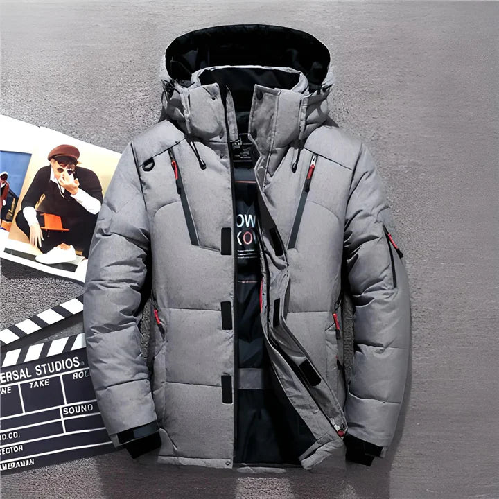 Men’s Puffer Jacket | Hooded Parka with Zipper Pockets