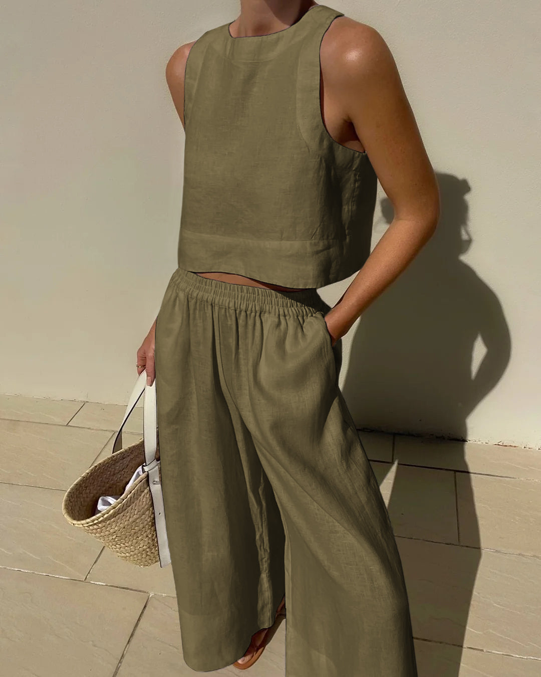 Women’s Sleeveless Two-Piece Set | Wide Leg