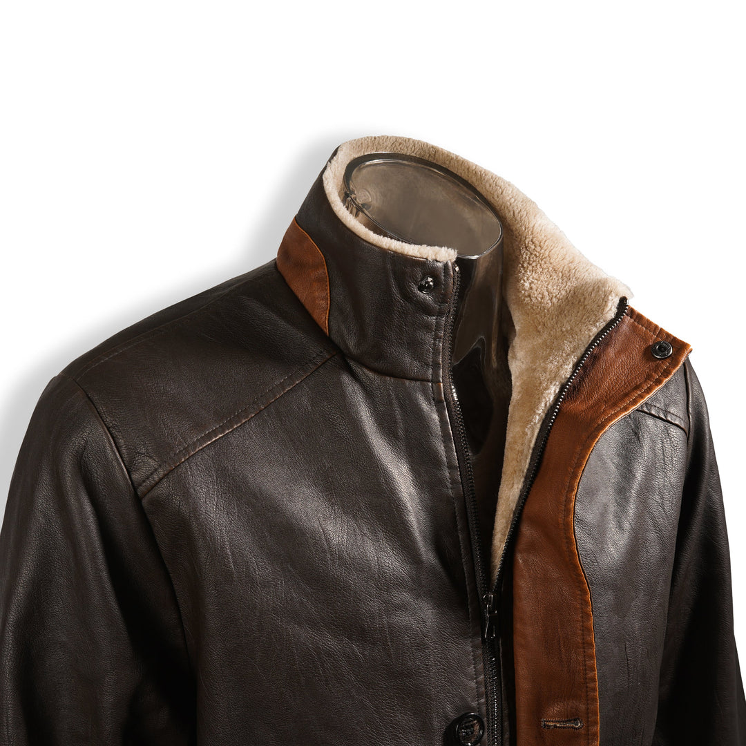 Erick - Men's Retro Double Collar Leather Coat