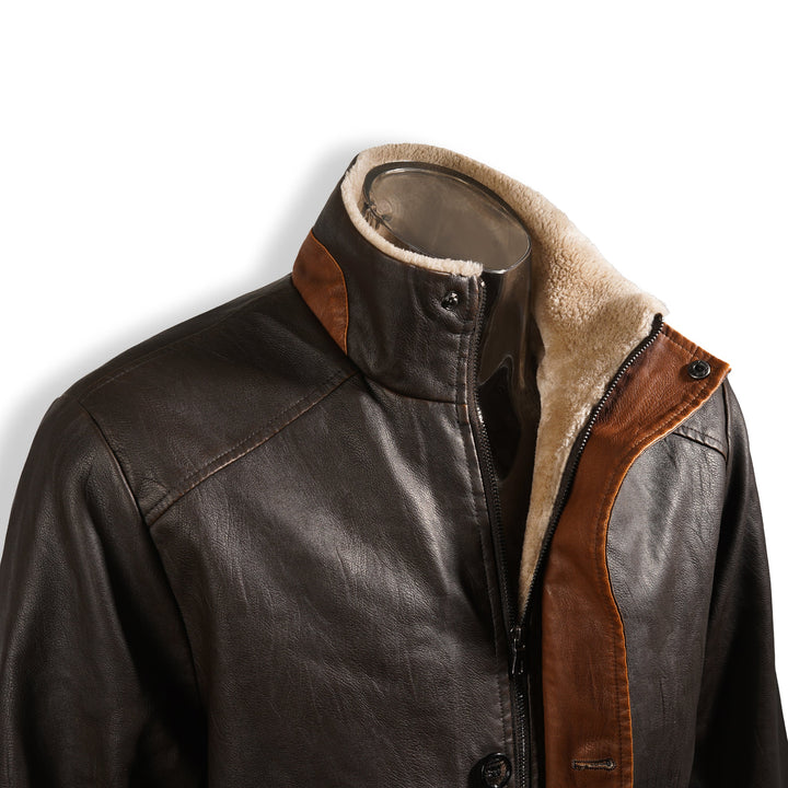 Erick - Men's Retro Double Collar Leather Coat