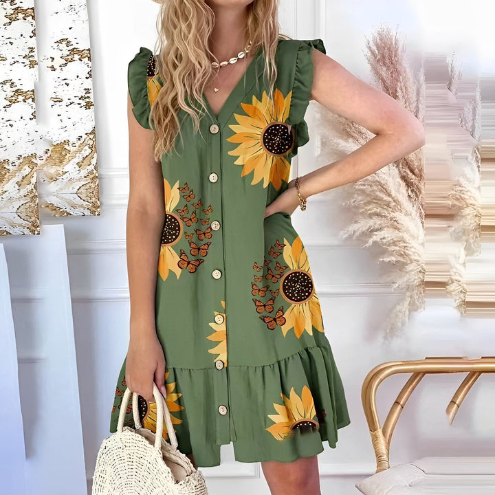 Women’s Sleeveless Button Dress | Mini