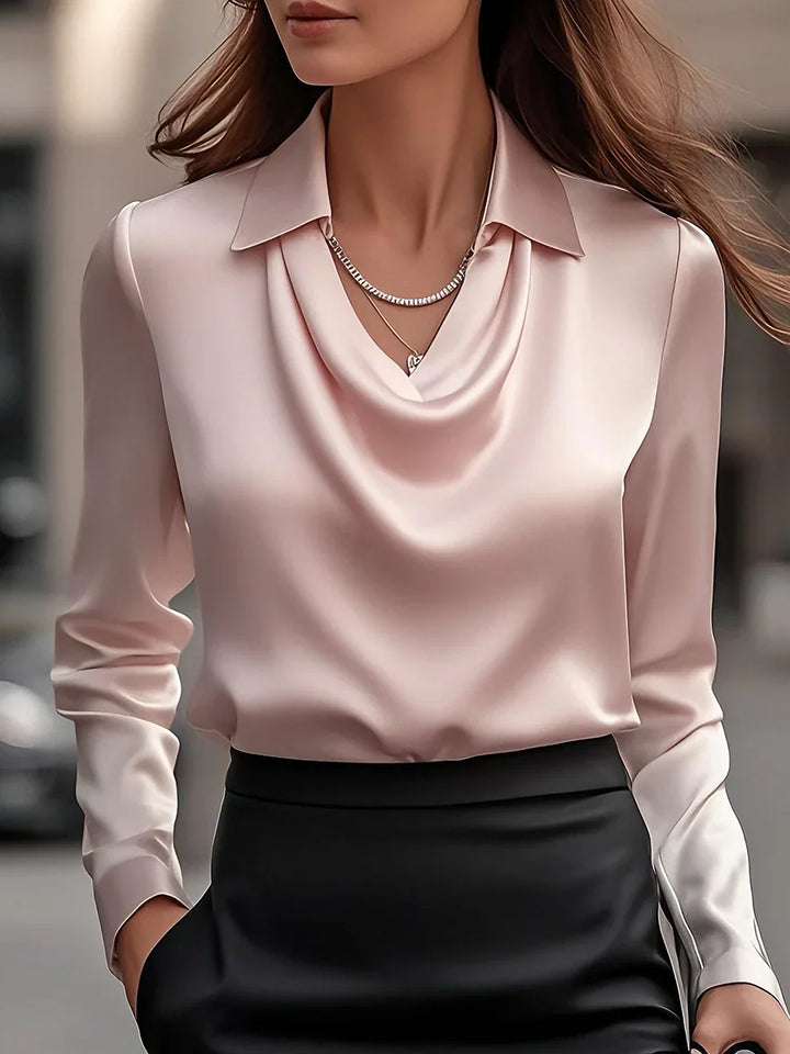 Women’s Elegant Draped Blouse | Long Sleeve