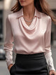 Women’s Elegant Draped Blouse | Long Sleeve