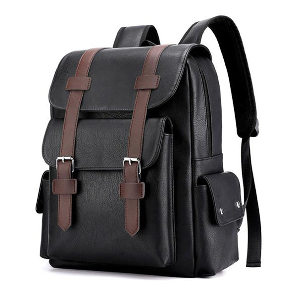 Luciano - Retro style leather multi-compartment backpack