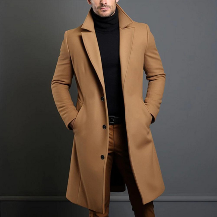 Caleb - Men's Stylish and Comfortable Long Winter Coat in Wool