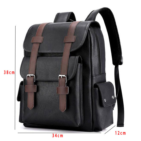 Luciano - Retro style leather multi-compartment backpack