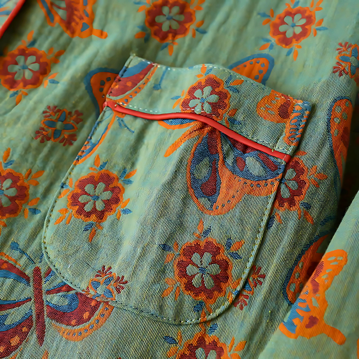 Women’s Butterfly Print Pajama Set | Button-Up