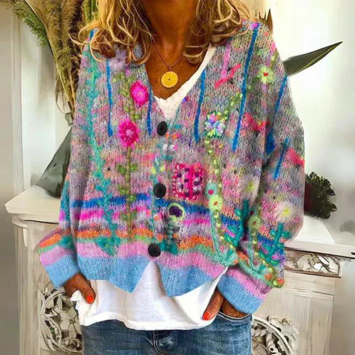 Women’s Floral Knit Cardigan | Button-Up