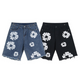 Men’s Floral Denim Shorts | Raw Hem