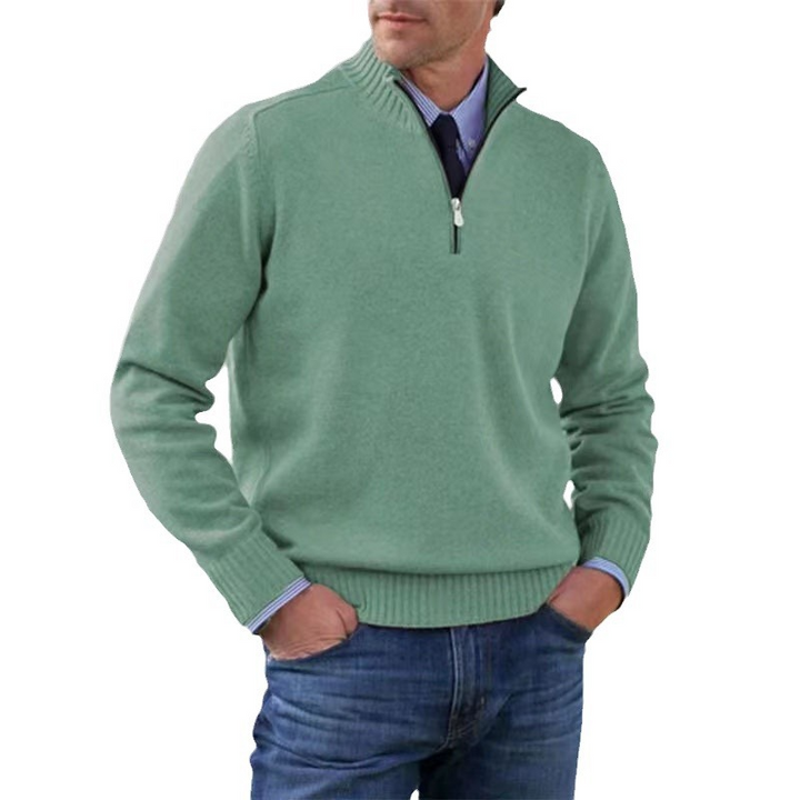 Men’s Quarter Zip Knit Jumper | Stand Collar