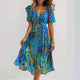 Women’s Printed V-Neck Dress | Midi