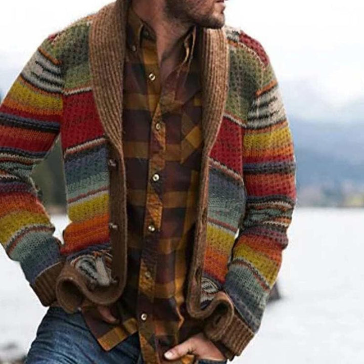 Men's Multicoloured Cardigan Sweater | Vintage Style