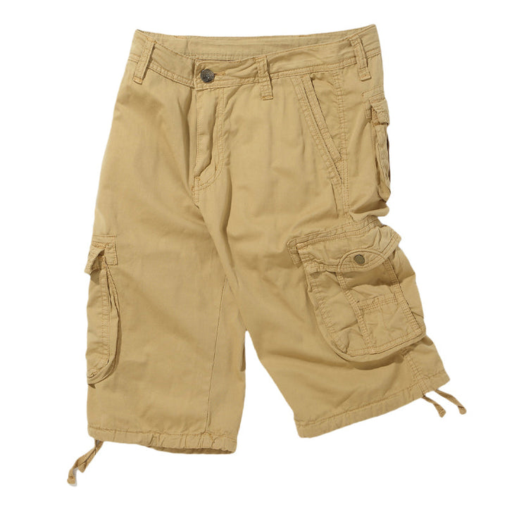 James - Cotton linen solid cargo shorts