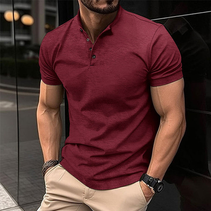Elliot - Men's Solid Color Button Henley Neck Sports Polo Shirt