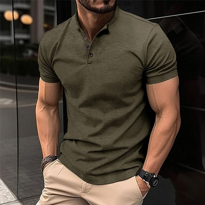 Elliot - Men's Solid Color Button Henley Neck Sports Polo Shirt