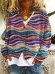 Women’s Striped Button Cardigan | Wave Knit