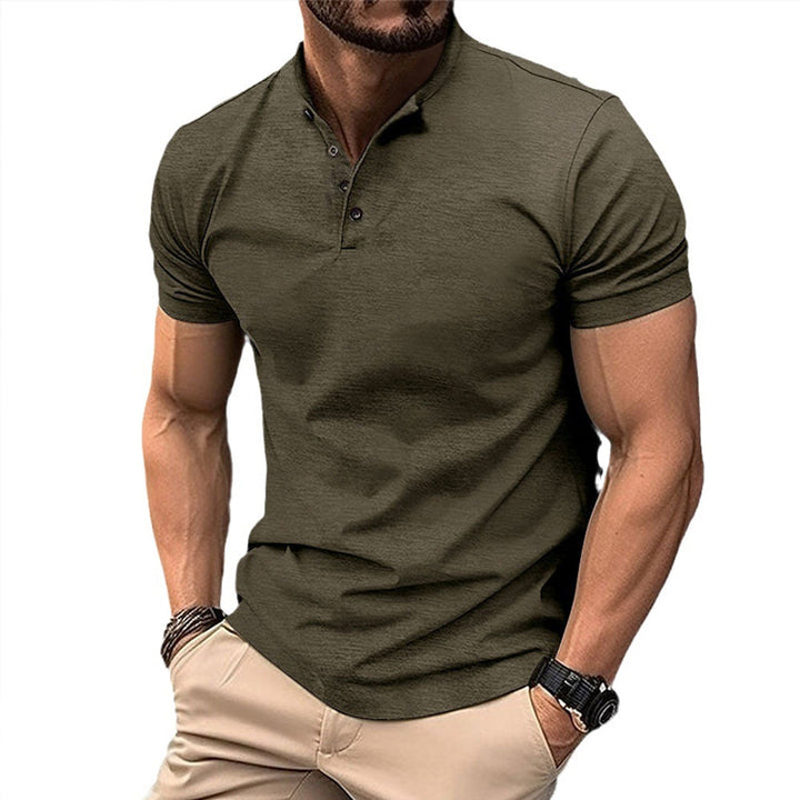 Elliot - Men's Solid Color Button Henley Neck Sports Polo Shirt