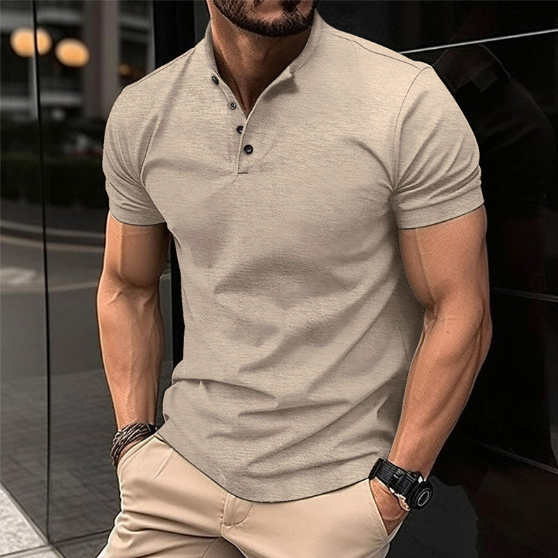 Elliot - Men's Solid Color Button Henley Neck Sports Polo Shirt