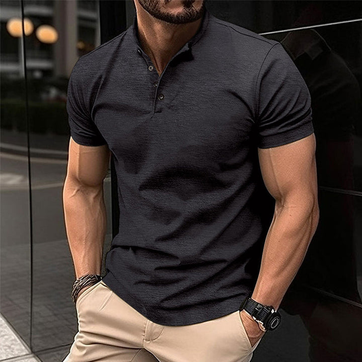 Elliot - Men's Solid Color Button Henley Neck Sports Polo Shirt