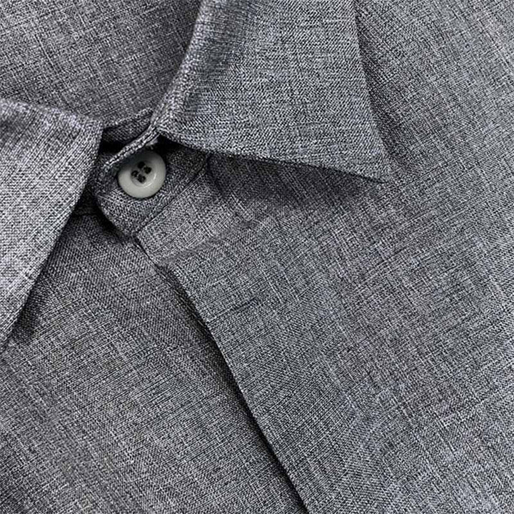 Felix - Men's Solid Color Lapel Short Sleeve Cotton Linen Shirt