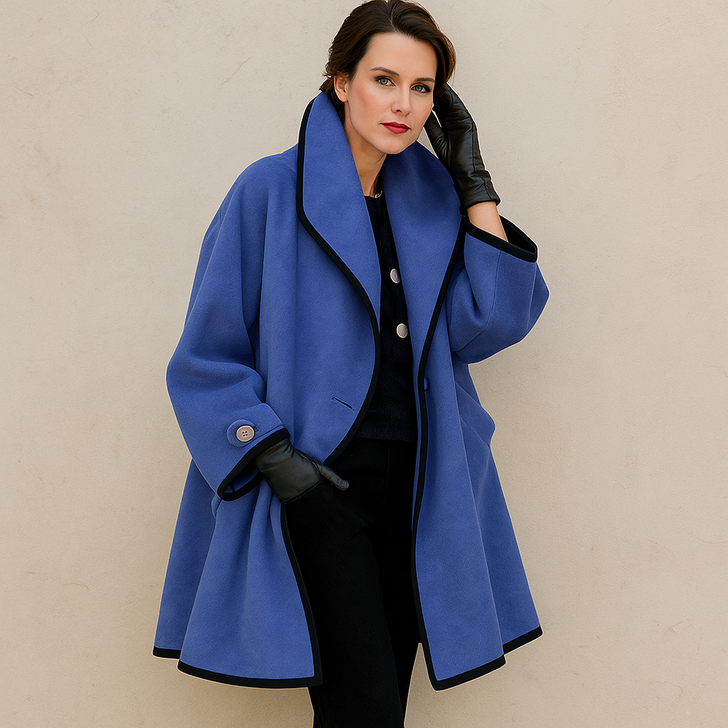 Women’s Open-Front Coat With Contrast Trim | Oversized