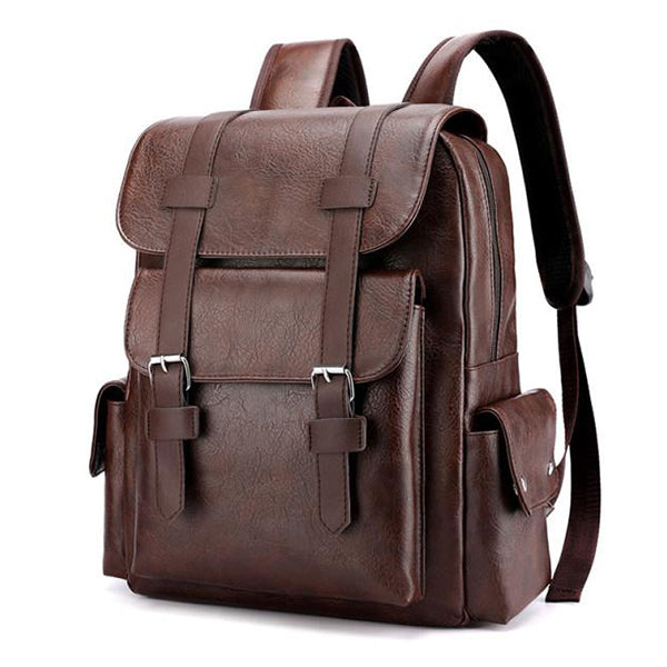 Luciano - Retro style leather multi-compartment backpack