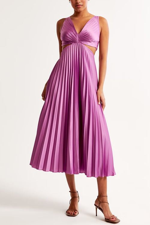 Women’s Pleated Cutout Dress | Midi