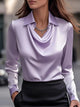 Women’s Elegant Draped Blouse | Long Sleeve