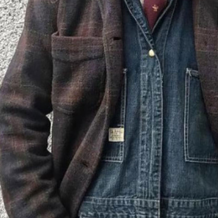 Giuliano - Men's Vintage Plaid Lapel Relaxed Jacket