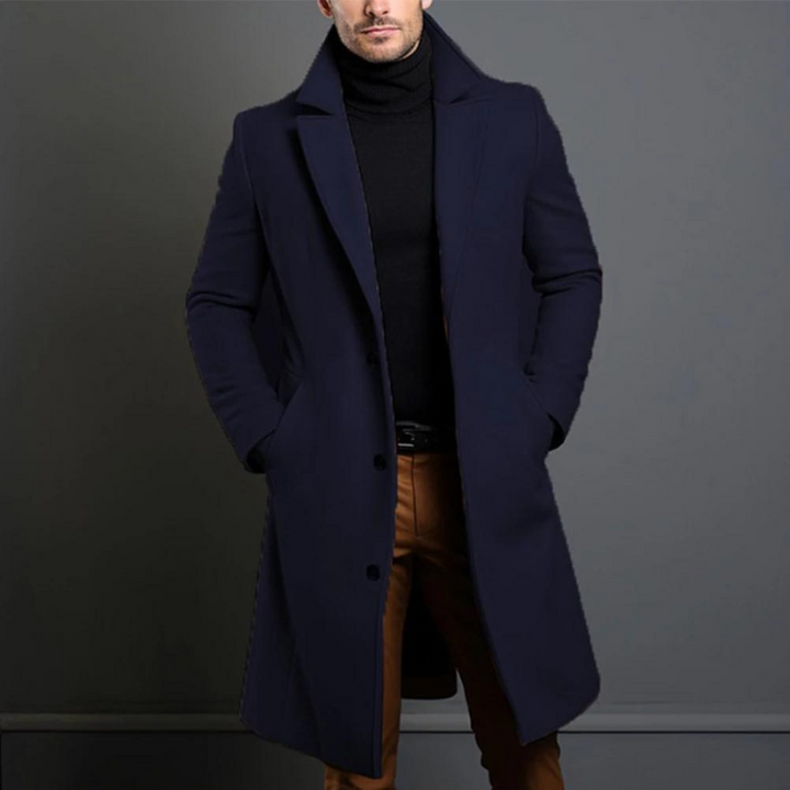 Caleb - Men's Stylish and Comfortable Long Winter Coat in Wool