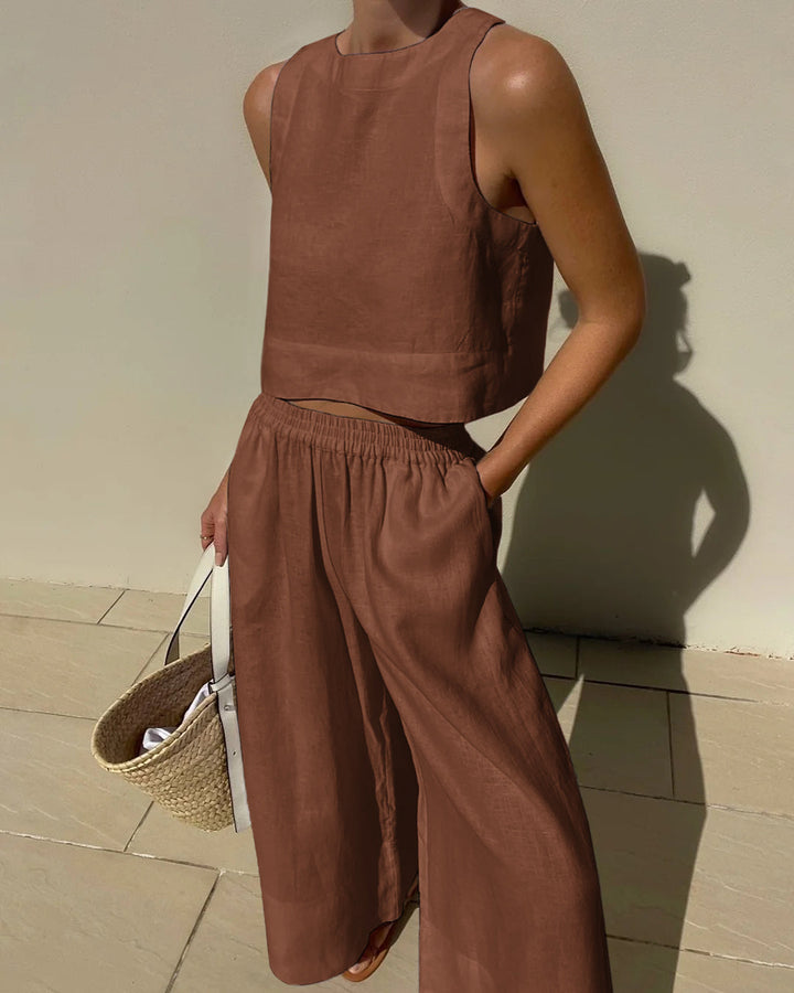 Women’s Sleeveless Two-Piece Set | Wide Leg
