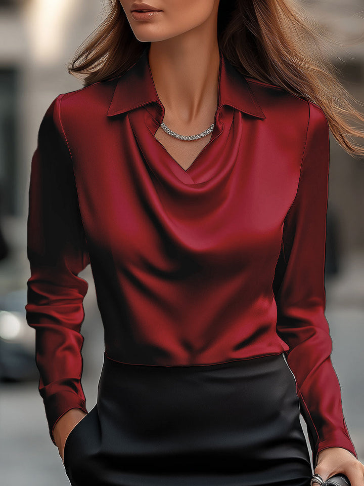 Women’s Elegant Draped Blouse | Long Sleeve