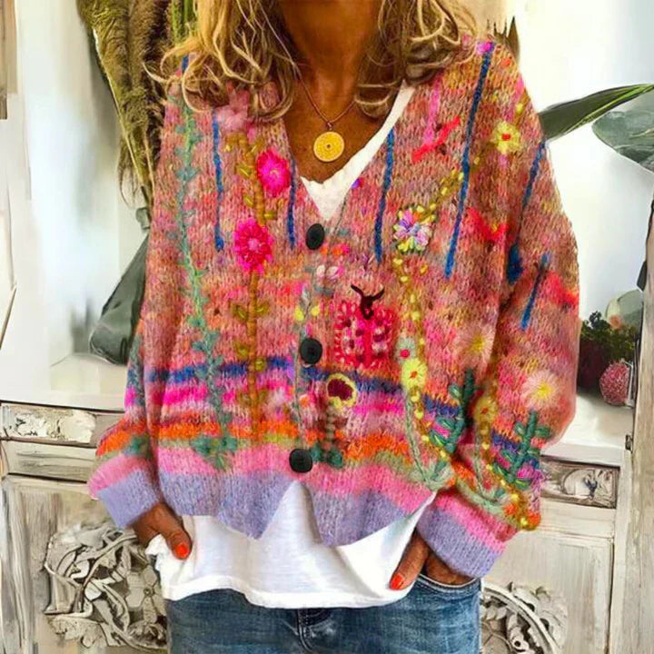 Women’s Floral Knit Cardigan | Button-Up