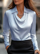 Women’s Elegant Draped Blouse | Long Sleeve